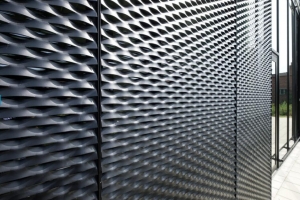 黑色铝拉伸网幕墙-铝拉网板-铝网装饰